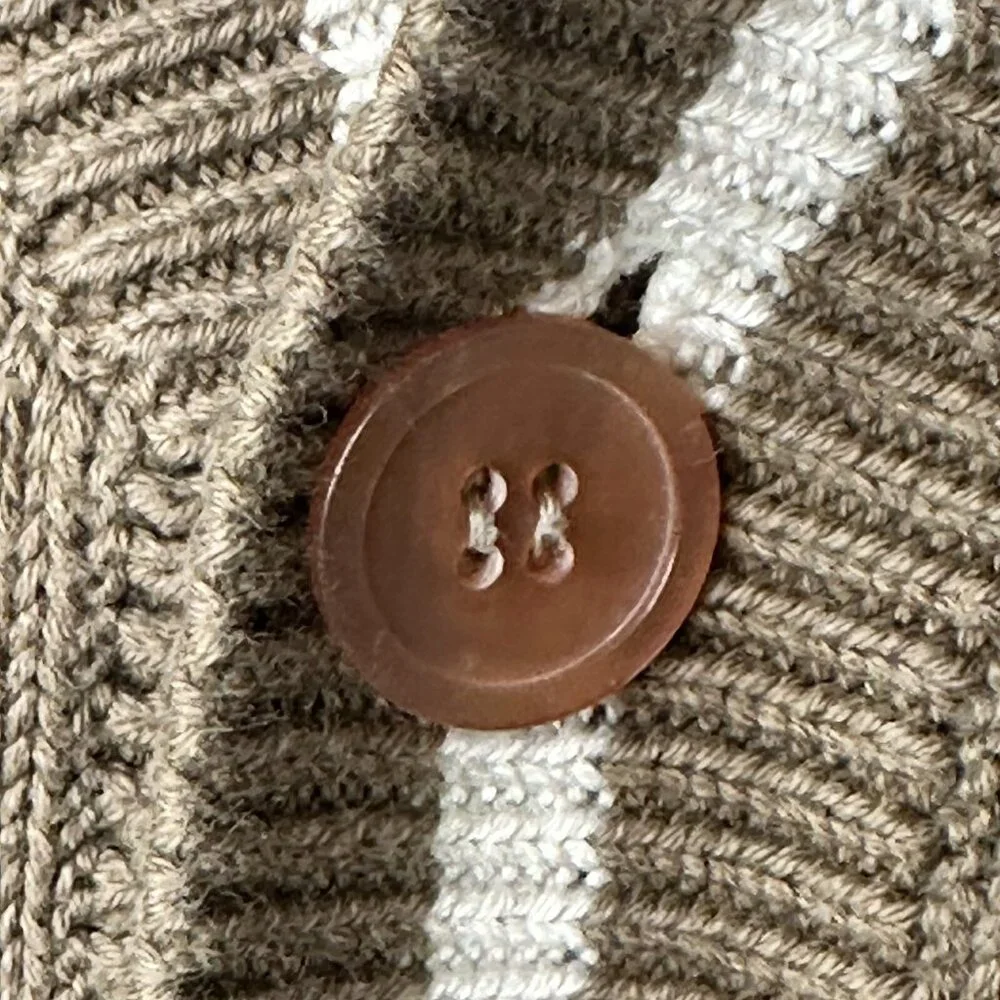 Vintage Bay Club Cardigan Sweater 80s Grandpa Knit Baggy Brown Mens Size Large - Picture 8 of 12